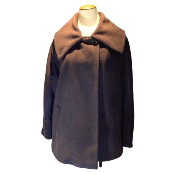 𝅺Hilary Radley Brown Angora Wool Coat Sz 8 Classic Neutral Lined Jacket - Picture 2 of 13